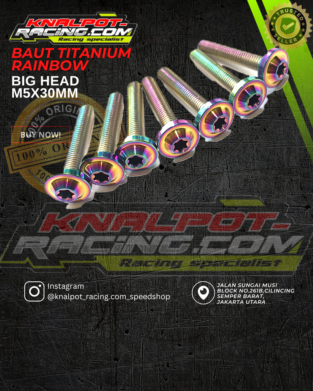 BAUT TITANIUM RAINBOW BIG HEAD M5X30MM